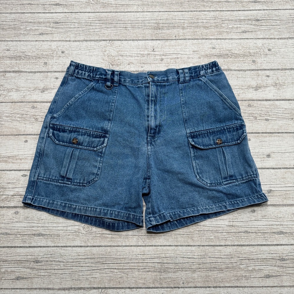 Dickies Cargo Shorts Men's 38 Blue Denim Relaxed Fit Utility Workwear Outdoor
